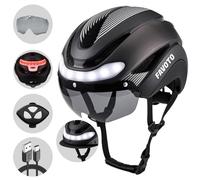 Favoto Casque de Vélo avec Lumière - Casques de Cyclisme pour Homme Femme Adulte avec Lumières Arrières Circonférence Réglable Visière Amovible L 59-61cm Titane