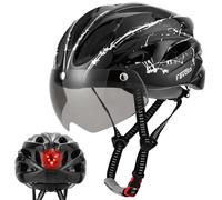 Favoto Casque de Vélo avec Visière Lumineuse - Casque Cyclisme Léger Respirante pour Adultes Hommes Femmes Technologie EPS Inmould Doublure Amovible L 59-61cm Réglable Noir Blanc
