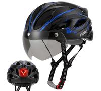 Favoto Casque de Vélo avec Visière Lumineuse - Casque Cyclisme Léger Respirante pour Adultes Hommes Femmes Technologie EPS Inmould Doublure Amovible L 59-61cm Réglable Noir Bleu