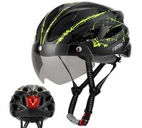Favoto Casque de Vélo avec Visière Lumineuse - Casque Cyclisme pour Adultes Technologie EPS Inmould Doublure Amovible Léger Respirante 59-61cm Réglable Noir Vert