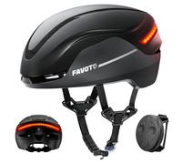 Favoto Casque de Vélo Intelligent avec Lumière - Casque Ebike Certifié CE Double Coque pour Adulte Homme Femme avec Clignotants pour Cyclisme sur Route Déplacements en Ville Ajustable Noir