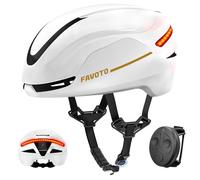 Favoto Casque de Vélo Intelligent avec Lumière - Casque Ebike Certifié CE Double Coque pour Adulte Homme Femme avec Clignotants pour Cyclisme sur Route Déplacements en Ville Ajustable Blanc