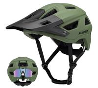 Favoto Casque de Vélo Tout-Terrain - Technologie Double Inmould Casque VTT Cyclisme Léger avec Visière pour Adultes Certifié CE M 55-58cm Réglable Vert Militaire