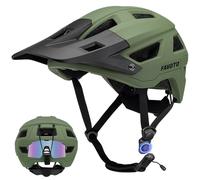 Favoto Casque de Vélo Tout-Terrain - Technologie Double Inmould Casque VTT Cyclisme Léger avec Visière pour Adultes Certifié CE L 59-61cm Réglable Vert Militaire