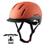 Favoto Casque de Vélo Urbain avec Visière - Technologie Double Inmould Casque de Scooter Léger pour Adultes Certifié CE L 59-61cm Réglable Orange Noir