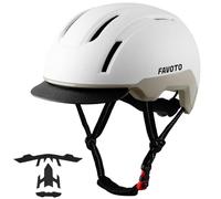 Favoto Casque de Vélo Urbain avec Visière - Technologie Double Inmould Casque de Scooter Léger pour Adultes Certifié CE L 59-61cm Réglable Blanc Kaki
