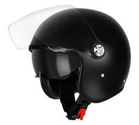 Favoto Casque Moto Jet Ouvert - Demi-Casque Scooter avec Double Visière Pare-Soleil 3/4 pour Adulte Homme Femme Respirant Homologué ECE 22.06 M (57-58cm) Noir