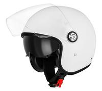 Favoto Casque Moto Jet Ouvert - Demi-Casque Scooter avec Double Visière Pare-Soleil 3/4 pour Adulte Homme Femme Respirant Homologué ECE 22.06 L (59-60cm) Blanc