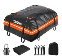 Favoto Coffre de Toit Voiture 425L - Sac de Toit Porte-Bagages Imperméable Pliable avec Tapis Antidérapant Crochet de Porte et Sangles de Renfort pour Le Transport des Bagages Orange