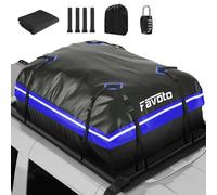 Favoto Coffre de Toit Voiture Imperméable - Sac de Toit Porte-Bagages 425L Pliable avec Tapis Antidérapant Crochet de Porte et Sangles de Renfort pour Le Transport des Bagages Bleu