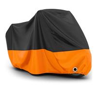 Favoto Housse de Moto Extérieure Imperméable - Couverture de Motocyclette XL Oxford Anti Poussière Protection UV avec Trou pour Cadenas Boucle Anti-Vent 220x105x125cm Noir Orange