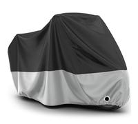Favoto Housse de Moto Extérieure Imperméable - Couverture de Motocyclette XXXL Oxford Anti Poussière Protection UV avec Trou pour Cadenas Boucle Anti-Vent 265x105x125cm Noir Argent