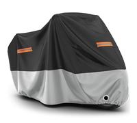 Favoto Housse de Protection Imperméable pour Moto Couverture Oxford Résistant aux Poussière Pluie Neige UV Vent Soleil Déjections d'oiseaux, 245x105x125cm Noir+Argent