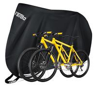 Favoto Housse de vélo pour 2 vélos d'extérieur - Imperméable - Oxford - 73 cm - Coupe-vent, UV, soleil, neige - Avec trou de verrouillage - Sac de rangement pour VTT, vélos de route (noir de jais)