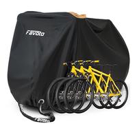 Favoto Housse de Vélo Extérieure pour 2-3 Vélos, Bâche Protection de Bicyclette en Tissu 210T Oxford Imperméable Anti-Poussière Pluie UV Neige pour Vélo de Route VTT, 200x105x110cm Noir