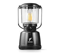 Favour Lampe LED Camping Rechargeable USB (inclus batterie), Style Retro | Lanterne exterieur 320 Lumens, Réglable en continu, Mode Éclairage Bougie, IP64 Étanche | Lampe de tente, crochet intégré