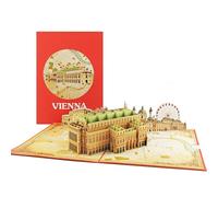 Favour Pop Up 3D Carte Vienne avec l'Opéra - Plan nostalgique de la ville - Carte de vœux exclusive 15x20 cm avec enveloppe - Points d'intérêt touristiques de Vienne dépliables XP868