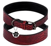 FAVPET Collier pour Chien en Cuir avec ID Tag QR, Fait Main, Collier pour Petit Chien, Collier pour Chien Moyen, Collier pour Grand Chien, Colliers pour Chiot (XL, Rouge)