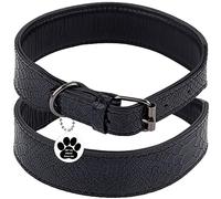 FAVPET Collier pour Chien en Cuir avec ID Tag QR, Fait Main, Collier pour Petit Chien, Collier pour Chien Moyen, Collier pour Grand Chien, Colliers pour Chiot (XL, Noir)