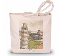 favplace Sac de courses avec motif ville Tour d'ardoise de Pise Italie Tote Bag - Sac de shopping ou sac de courses pour les voyages ou la maison - Sac à dos de voyage - Sac en jute, Anglais, 42cm x