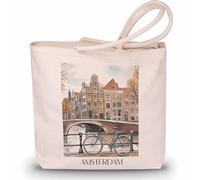 favplace Sac de shopping avec motif de villes Amsterdam Pays-Bas - Sac fourre-tout ou sac de courses pour les voyages ou la maison - Sac à dos de voyage - Sac en jute, Anglais, 42cm x 38cm