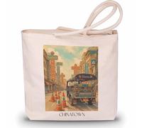 favplace Sac de shopping avec motif de villes Bangkok Chinatown Thaïlande - Sac fourre-tout ou sac de courses pour les voyages ou la maison - Sac à dos de voyage - Sac en jute, Anglais, 42cm x 38cm