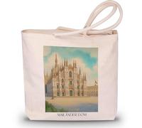 favplace Sac de shopping avec motif de villes cathédrale de Milan - Sac fourre-tout ou sac de courses pour les voyages ou la maison - Sac à dos de voyage - Sac en jute, En allemand., 42cm x 38cm