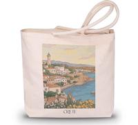 favplace Sac de shopping avec motif de villes Crète Grèce Tote Bag - Sac de shopping ou sac de courses pour les voyages ou la maison - Sac à dos de voyage - Sac en jute, Anglais, 42cm x 38cm
