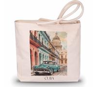 favplace Sac de shopping avec motif de villes Cuba Caraïbes Tote Bag - Sac de shopping ou sac de courses pour les voyages ou la maison - Sac à dos de voyage - Sac en jute, Anglais, 42cm x 38cm