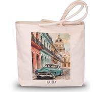 favplace Sac de shopping avec motif de villes Cuba Caraïbes Tote Bag - Sac de shopping ou sac de courses pour les voyages ou la maison - Sac à dos de voyage - Sac en jute, En allemand., 42cm x 38cm