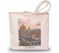 favplace Sac de shopping avec motif de villes Florence Toscane Italie - Sac fourre-tout ou sac de courses pour les voyages ou la maison - Sac à dos de voyage - Sac en jute, En allemand., 42cm x 38cm