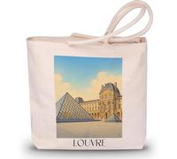 favplace Sac de shopping avec motif de villes Louvre Paris Tote Bag - Sac de shopping ou sac de courses pour les voyages ou la maison - Sac à dos de voyage - Sac en jute, Anglais, 42cm x 38cm