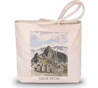 favplace Sac de shopping avec motif de villes Machu Picchu Peru Tote Bag - Sac de shopping ou sac de courses pour les voyages ou la maison - Sac à dos de voyage - Sac en jute, En allemand., 42cm x