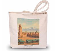 favplace Sac de shopping avec motif de villes Marrakech Marrakech Maroc Tote Bag - Sac de shopping ou sac de courses pour les voyages ou la maison - Sac à dos de voyage - Sac en jute, Anglais, 42cm x