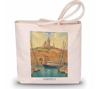 favplace Sac de shopping avec motif de villes Marseille France Tote Bag - Sac de shopping ou sac de courses pour les voyages ou la maison - Sac à dos de voyage - Sac en toile de jute, En allemand