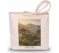 favplace Sac de shopping avec motif de villes Meteora Grèce Tote Bag - Sac de shopping ou sac de courses pour les voyages ou la maison - Sac à dos de voyage - Sac en jute, En allemand., 42cm x 38cm