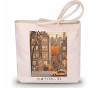 favplace Sac de shopping avec motif de villes New York City Rétro USA Tote Bag - Sac à provisions pour les voyages ou la maison - Sac à dos de voyage - Sac en jute, Anglais, 42cm x 38cm