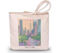 favplace Sac de shopping avec motif de villes New York City USA Tote Bag - Sac de shopping ou sac de courses pour les voyages ou la maison - Sac à dos de voyage - Sac en jute, En allemand., 42cm x
