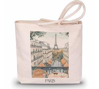 favplace Sac de shopping avec motif de villes Paris Tour Eiffel France Tote Bag - Sac à provisions pour les voyages ou la maison - Sac à dos de voyage - Sac en jute, Anglais, 42cm x 38cm