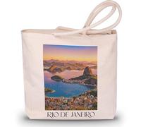 favplace Sac de shopping avec motif de villes Rio de Janeiro du Brésil - Sac fourre-tout ou sac de courses pour les voyages ou la maison - Sac à dos de voyage - Sac en jute, En allemand., 42cm x 38cm