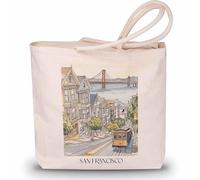 favplace Sac de shopping avec motif de villes San Francisco USA Tote Bag - Sac de shopping ou sac de courses pour les voyages ou la maison - Sac à dos de voyage - Sac en jute, Anglais, 42cm x 38cm