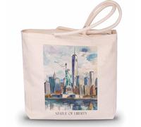 favplace Sac de shopping avec motif de villes Statue de la Liberté New York City Tote Bag - Sac de shopping ou sac de courses pour les voyages ou la maison - Sac à dos de voyage - Sac en jute, Anglais