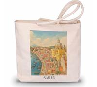 favplace Sac de shopping avec motif ville Naples Italie Tote Bag - Sac de shopping ou sac de courses pour les voyages ou la maison - Sac à dos de voyage - Sac en jute, Anglais, 42cm x 38cm