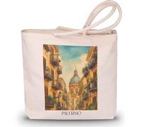 favplace Sac fourre-tout avec motif de villes Palerme Sicile Italie - Sac fourre-tout ou sac de courses pour les voyages ou la maison - Sac à dos de voyage - Sac en jute, En allemand., 42cm x 38cm
