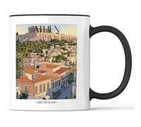 favplace Tasse à café avec motif de villes Athènes Acropole Grèce - Idée cadeau ou cadeau pour les déplacements ou la maison - Tasse à café de voyage 330 ml noire