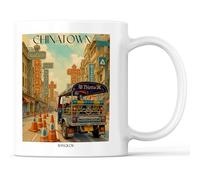 favplace Tasse à café avec motif de villes Bangkok Chinatown Thaïlande - Idée cadeau ou cadeau pour les voyages ou la maison - Tasse à café de voyage 330 ml blanche