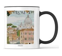 favplace Tasse à café avec motif de villes Basilique Saint-Pierre Rome Italie - Idée cadeau ou cadeau pour les voyages ou la maison - Tasse à café de voyage 330 ml noire