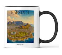 favplace Tasse à café avec motif de villes Cape Town Afrique du Sud - Idée cadeau ou cadeau pour les voyages ou la maison - Tasse à café de voyage 330 ml noire