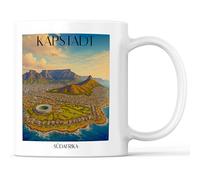 favplace Tasse à café avec motif de villes Cape Town Afrique du Sud - Idée cadeau ou cadeau pour les voyages ou la maison - Tasse à café de voyage 330 ml blanche