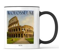 favplace Tasse à café avec motif de villes Colisée Rome - Idée cadeau ou cadeau pour les voyages ou la maison - Tasse à café de voyage 330 ml noire
